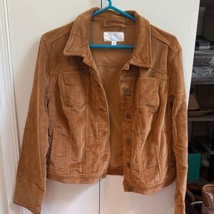 Time and Tru Corduroy Trucker Jacket Amber Brown Women's Size S